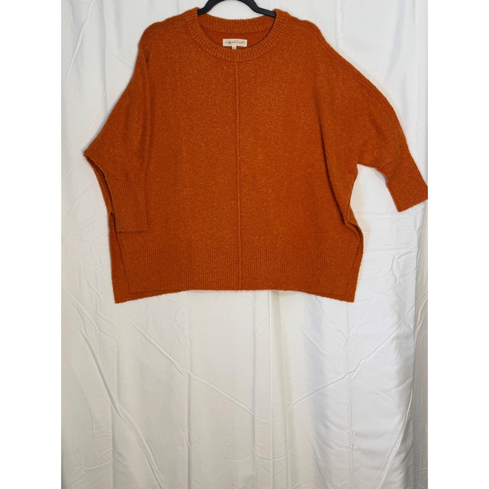 Lou & Grey for LOFT Burnt Orange Boucle Knit‎ Poncho Batwing Sweater XS/S 508170
